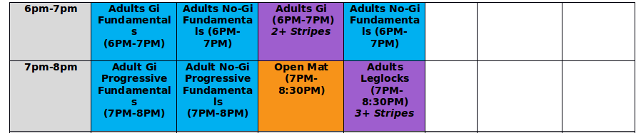 Darkside Jiu Jitsu Schedule